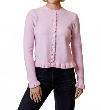 dh New York Ruffle Detail Cardigan In Pink