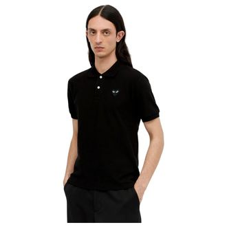 Comme Des Gar&ccedil;ons Polo Shirts, male, Black, Size: XL Logo Patch Polo Shirt