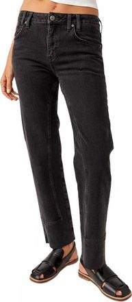 Free People Risk Taker Mid Rise Straight Jeans In Black