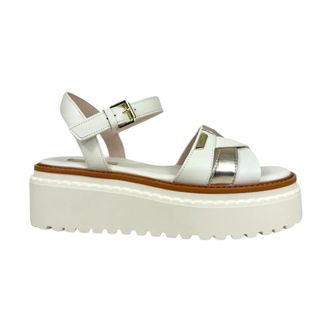 Liu Jo Flat Sandals, female, White, Size: 10 US Leather Platform Sandals