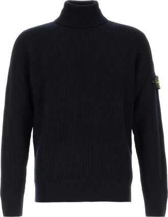 Stone Island Maglione a coste con collo alto - Blu