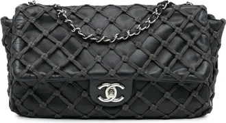 Chanel Borsa a spalla Jumbo Canebiers Net Flap in pelle di vitello 2010-2011 - Nero