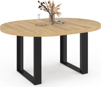 IDMarket Mesa De Comedor Redonda Extensible Phoenix 4-6 Personas Madera Y Negro 110-150 Cm