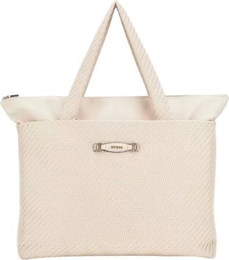 Guess Francy Woven Weekender Tas - Dames - Tassen - Beige - Maat: ONE Size Leer