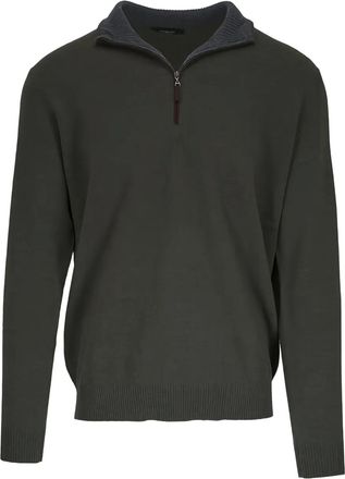 Kinross Cashmere Maglione con mezza zip - Verde