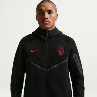Nike USMNT Tech Fleece Windrunner Nike Mens Soccer Full-Zip Hoodie in Black | IB5953-010