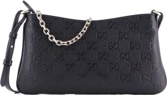Gucci Emblem Chain Guccissima Leather Medium shoulder bag - Black