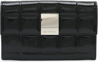 Chanel Pre-owned Patent Leather Coin Purse (Choco Bar) - Dames - Vintage Accessoires - Zwart - ONE Size - Leer - Vintage