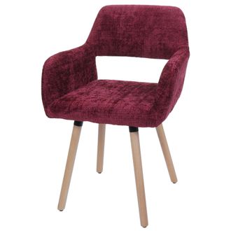 Hhg Nunca Usado] Silla De Comedor Hhg 867 Ii, Silla Silla De Cocina Silla Tapizada, Madera Tela/textil Chenilla (465g/m&sup2;) Mvg, Burdeos