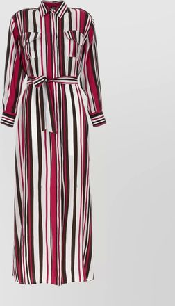 Kiton silk striped maxi shirt dress