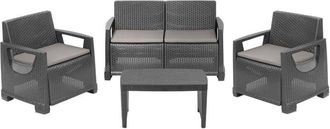 Dmora Conjunto De Exterior Covo, Sal&oacute;n Al Aire Libre Para 4 Personas, Hecho En Italia, Gris Antracita