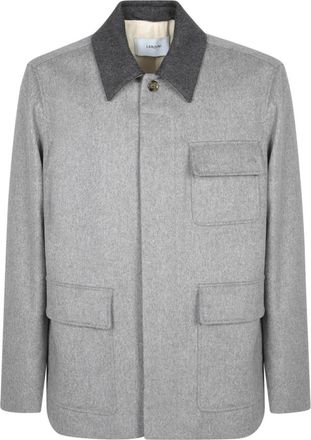 Lardini Contrasterende Kraag Overshirt - Heren - Zomerjassen - Beige - XL - Wol - Jassen