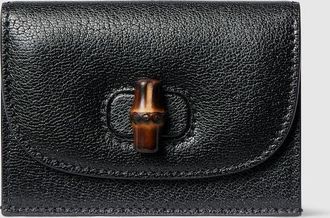Gucci Card Case With Bamboo, Black, Leather