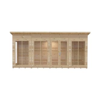 Shires Lela 16x4 Summerhouse - L125.8 x W476 x H229.9 cm in Light Brown