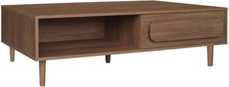 Sweeek Vintage walnut wood effect coffee table with 1 drawer, Juliana 120x55x38 cm