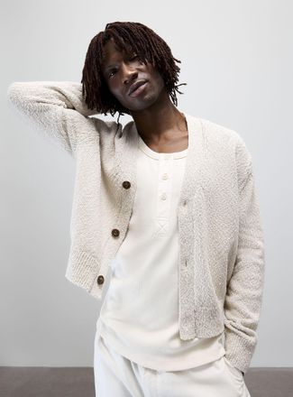 Le 31 Mens Textured knit Cardigan Sweater