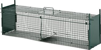 OEM Trampa Para Animales Vivos Jaula De Captura Met&aacute;lica Con 2 Puertas Asa Para Conejos Visones Zorros Peque&ntilde;os 100x25x28 Cm Verde Oscuro