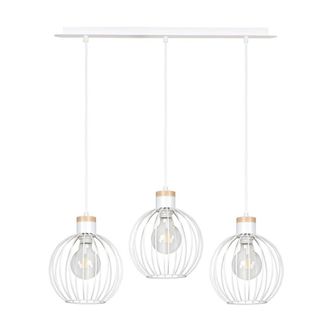 Wonderlamp Regleta de techo de metal con 3 pantallas blanco y madera