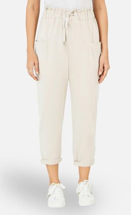 Yumi Cotton Relaxed Stretch Trousers in Chalk at Nordstrom, Size Medium