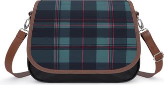 Generic Scottish Tartan Plaid Blue Womens Crossbody Bag Fashion Shoulder Handbags Message Tote Bag with Adjustable Strap