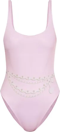 Versace Costume intero con stampa Treasure - Rosa