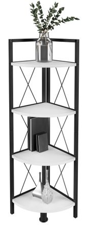 ebuy24 Ebuy24 - Vcm Madera Metal Esquina Estante De Almacenamiento Estante Estante Decoraci&oacute;n Libros Stand Estante Insasi 4 (blanco)