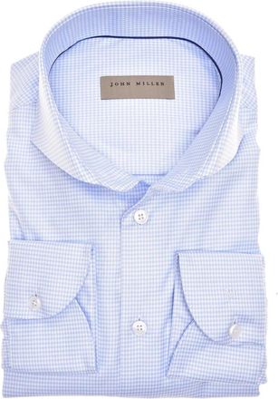 John Miller Blauwe overhemden met lange mouwen - Heren - Casual Overhemden - Blauw - S - Katoen - Overhemden