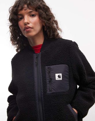 Carhartt Work in Progress Janet - Giacca foderata in pile borg nera con zip-Nero