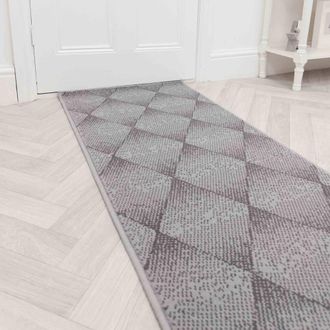 Runrug Hallway Carpet Runner Rug - Soft & Comfy, 9mm - Harlequin in Grey | Size: 60 cm x 420 cm