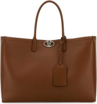 Valentino Garavani Brown leather VLogo shopping bag