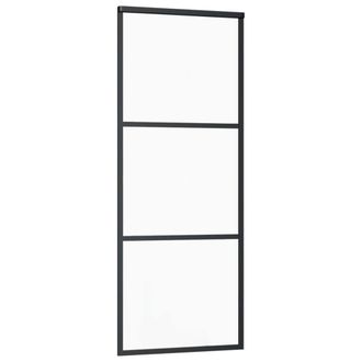 Berkfield Home Sliding Door with Hardware Set ESG Glass&Aluminium 76x205 cm in Black