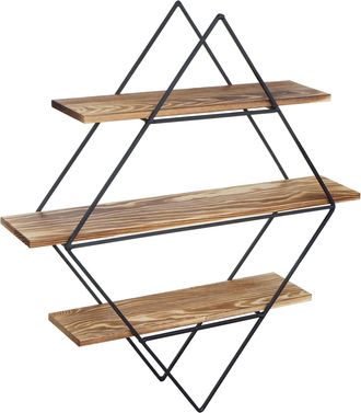 Hhg Nunca Usado] Estante De Pared Hhg 842, Estante Colgante, Dise&ntilde;o Industrial, Madera Aut&eacute;ntica 60x55x12cm, Marr&oacute;n