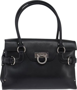 Ferragamo Virna Satchel Leather Black Leather Bag (Pre-Owned)
