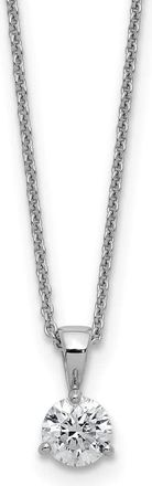 Diamond2Deal 14k White Gold Round cut 1/2 Ct Lab Grown Diamond 3 Prong Solitaire Pendant Necklace 18