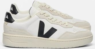 Veja Mens VEJA V-90 OT Leather Mens Trainers - White/Black - Multi/White - Size: 10