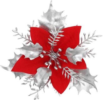 OEM 24 Flores Artificiales Navide&ntilde;as - Navidad - Decoraciones Navide&ntilde;as Brillantes - Adecuadas Para Coronas De &Aacute;rbol De Navidad - Estilo C