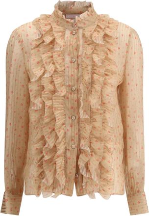 Kristina Ti Camicia Holly a fiori con ruches - Rosa