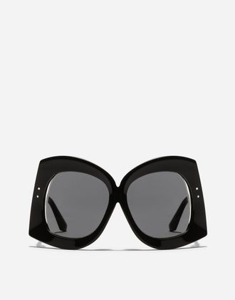 Dolce & Gabbana Dg Crossed Sunglasses - Woman Black Acetate Onesize