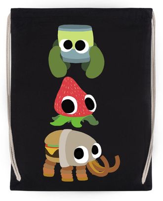 Generic Bugsnax Reusable Cotton Sports Bag in Beige with Drawstring Gym Bag