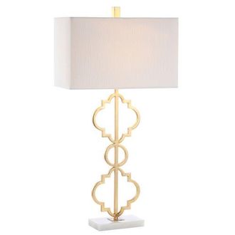 Jonathan Y Designs Selina Iron Ogee Trellis Modern LED Table Lamp in Gold Leaf at Nordstrom