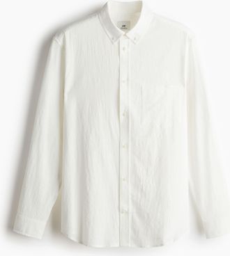 H&M Hemd aus Strukturstoff in Regular Fit - White