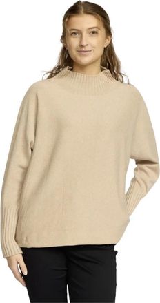 2-Biz Zand Gebreide Trui Blouse - Dames - Coltruien - Beige - M/L - Polyester - Truien & Vesten