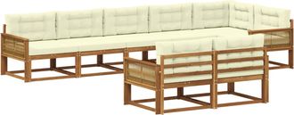 vidaXL Conjunto De Sof&aacute;s De Exterior 8 Uds. Natural Y Crema Vidaxl