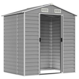 Berkfield Home Garden Shed Light Grey 191x130x198 cm Galvanised Steel | Size: 191 x 130 x 198 cm