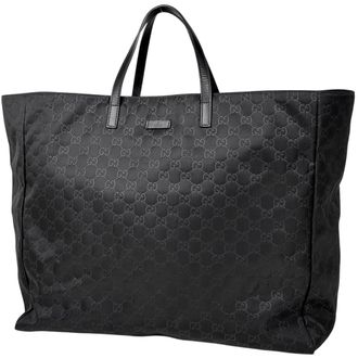 Gucci Black Nylon Leather Tote Bag (Pre-Owned)
