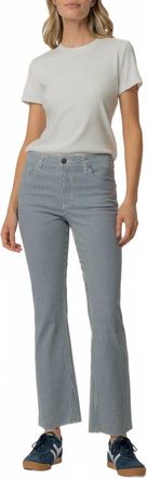 Kut from the Kloth Kelsey Twill Stripe High Rise Ankle Flare Pants In Navy/ivory