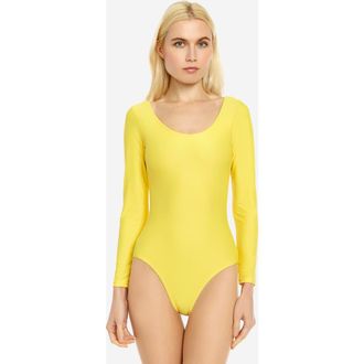 Leveret Womens Long Sleeve Leotard in Yellow at Nordstrom, Size X-Small