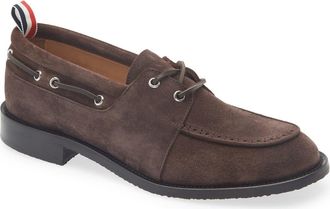 Thom Browne Padded Boat Shoe in Dark Brown at Nordstrom, Size 11