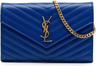 Saint Laurent Pre-owned Saint Laurent Grain De Poudre Chevron Monogram Envelope Chain Wallet Ladies 0EAYJ01A6BEJYNJM