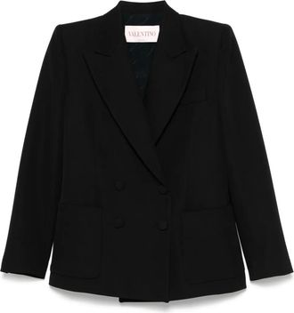 Valentino Garavani Blazer in lana vergine con revers a scialle - Nero
